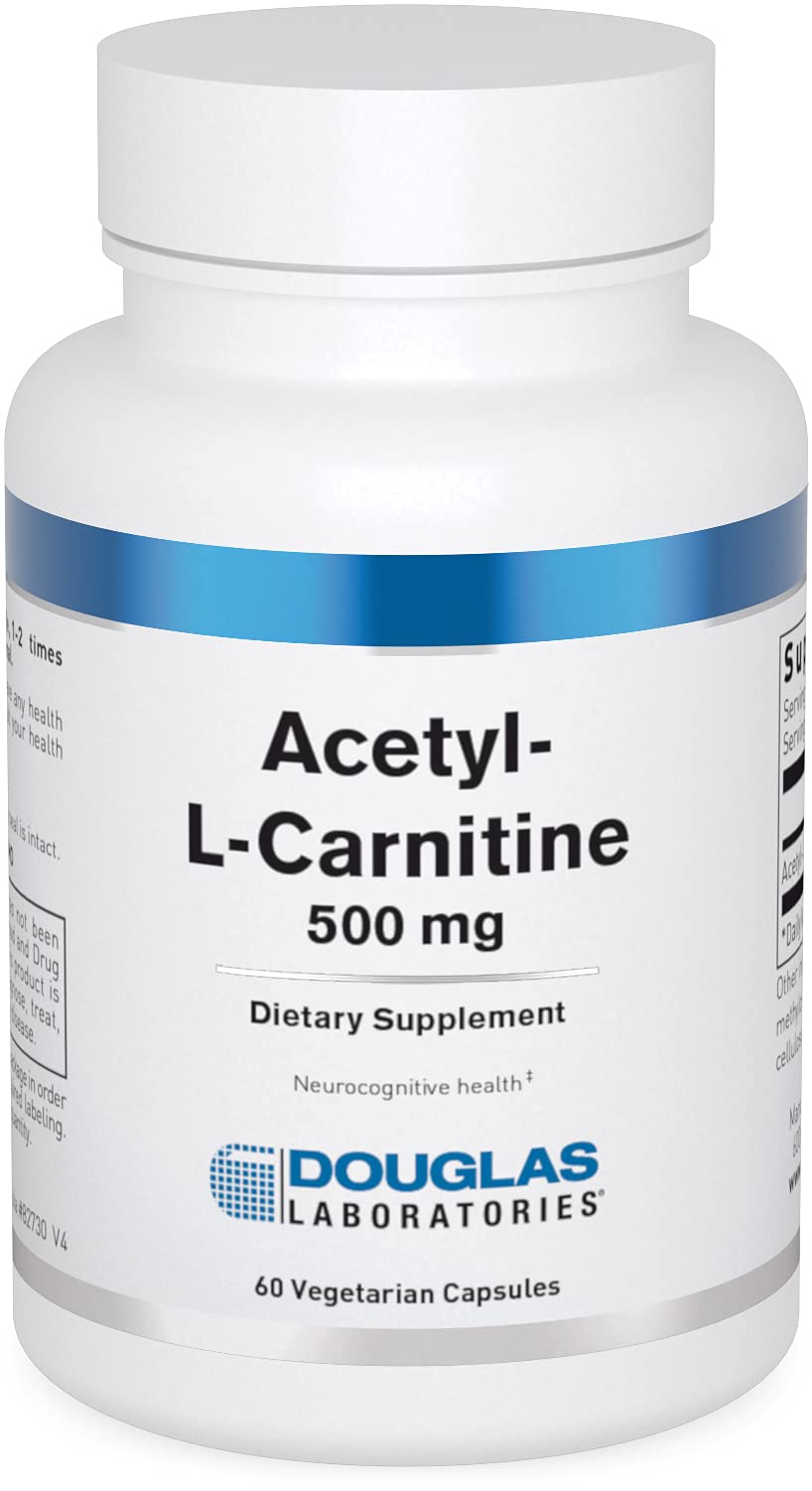 Douglas Laboratories Acetyl L-Carnitine 500 mg bottle showing packaging for brain support