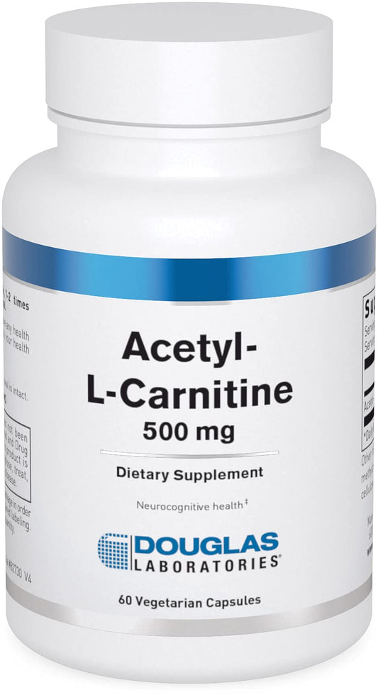 Douglas Laboratories Acetyl L-Carnitine 500 mg bottle showing packaging for brain support