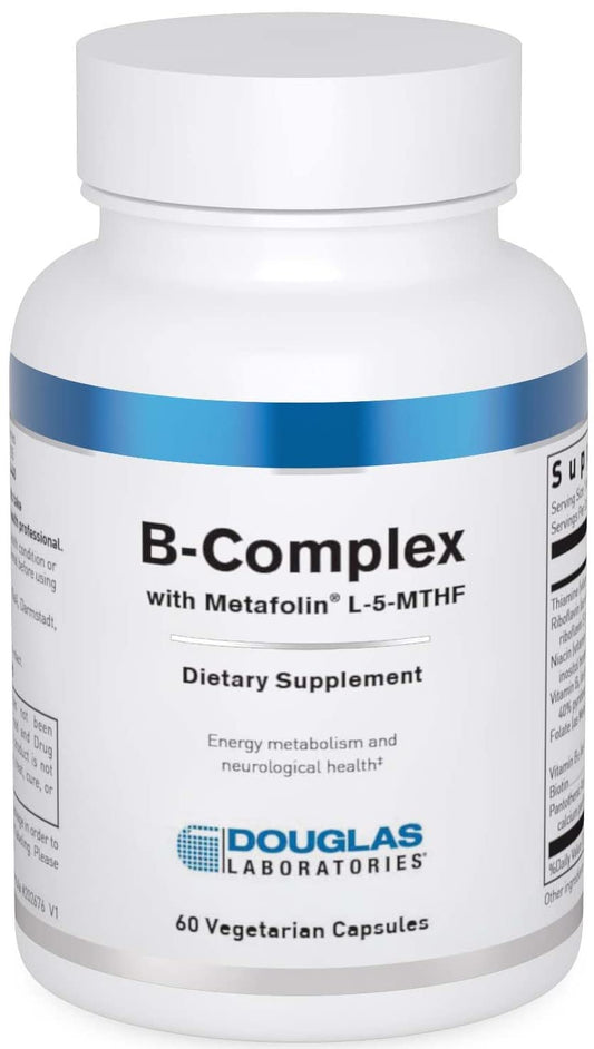 Douglas Laboratories B-Complex with Metafolin bottle front offering energy metabolism support.