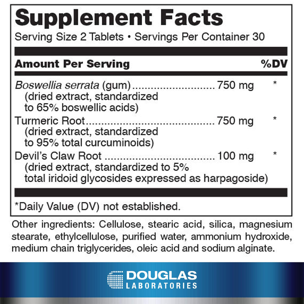 Douglas Laboratories Boswellia-Turmeric Complex capsules for post-exercise recovery potential