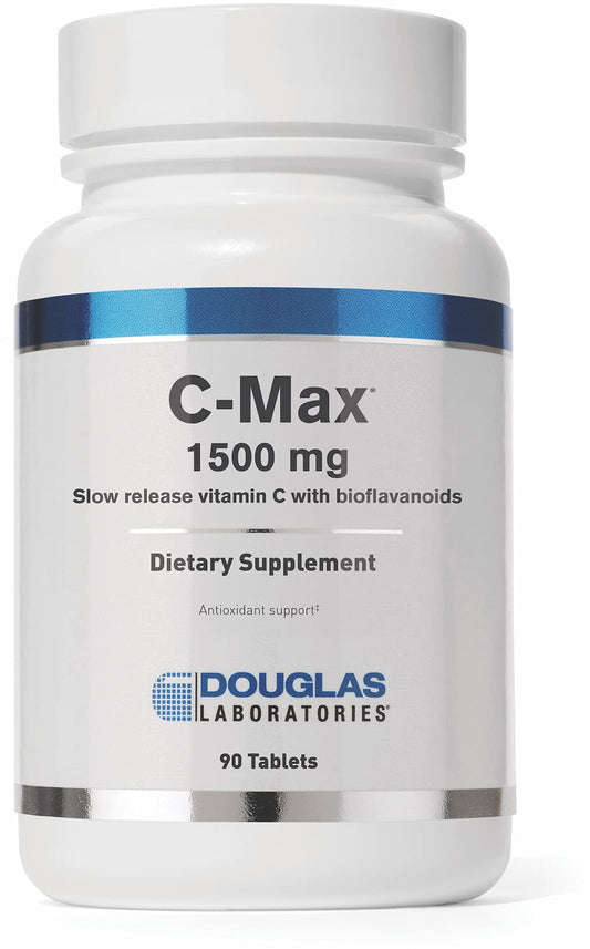 Douglas Laboratories C-Max 1500 mg bottle with time-release tablets for daily antioxidant support.