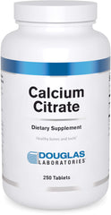 Douglas Laboratories Calcium Citrate tablets in bottle promoting bone health and teeth support.
