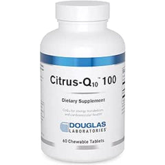 Douglas Laboratories Citrus-Q10 bottle back-label; GMO-free, GMP-compliant quality.