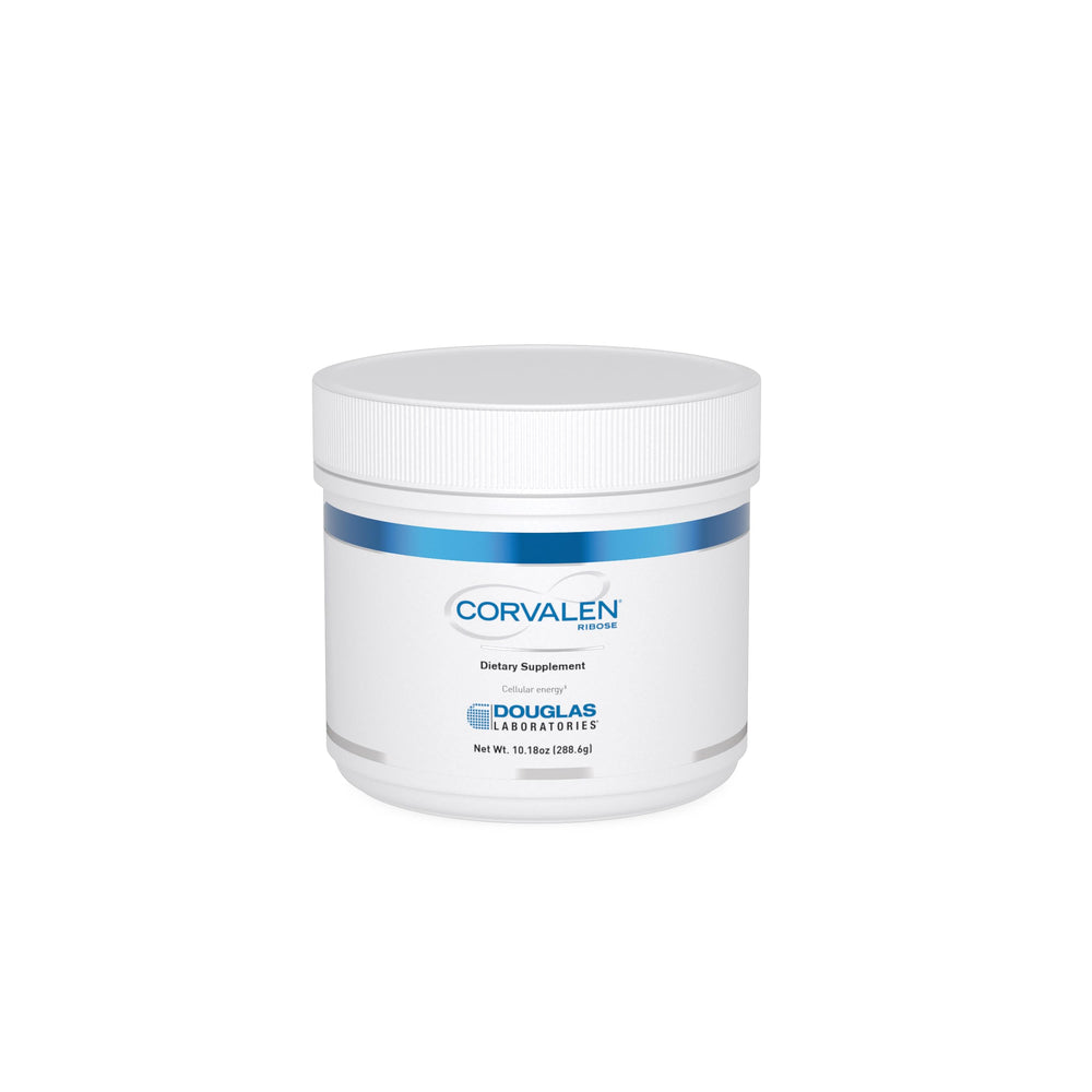 Douglas Laboratories Corvalen bottle showing convenient D-ribose supplementation for daily use.