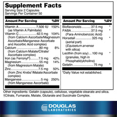 Douglas Laboratories Hair, Skin & Nail Plus capsules ready to support daily beauty routines.
