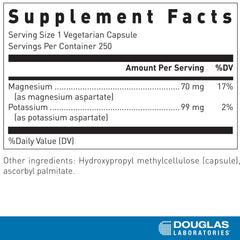 Douglas Laboratories capsules close-up highlights 70 mg magnesium per capsule.