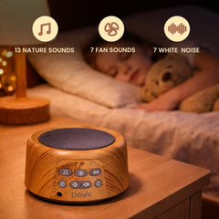 Douni Sleep Sound Machine compact portable size fits in a bag for travel.