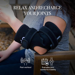 dpl Flex Joint Wrap on shoulder promoting soothing warmth and circulation