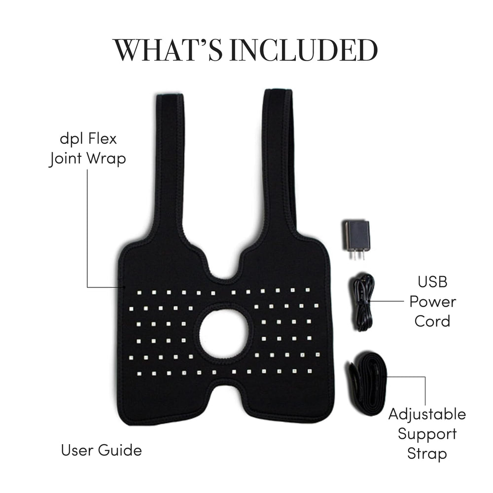 dpl Flex Joint Wrap kit with USB power adapter and manual for easy use