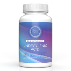 Dr B Supplements undecylenic acid bottle front showing label and potential gut balance