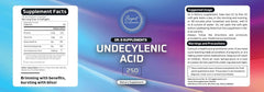 Dr B Supplements undecylenic acid packaging design emphasizing potency