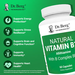 Dr. Berg B1 B6 B12 complex label highlighting nutrients
