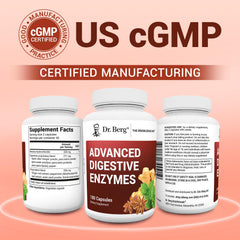 Dr. Berg GMP-certified badge shown beside bottle ensures high-quality manufacturing