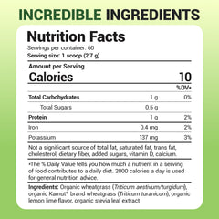 Dr. Berg Green Powder bottle with minerals label, emphasizing trace nutrients.