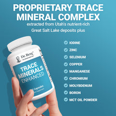 Dr. Berg Trace Minerals Enhanced 70 minerals graphic indicating broad spectrum