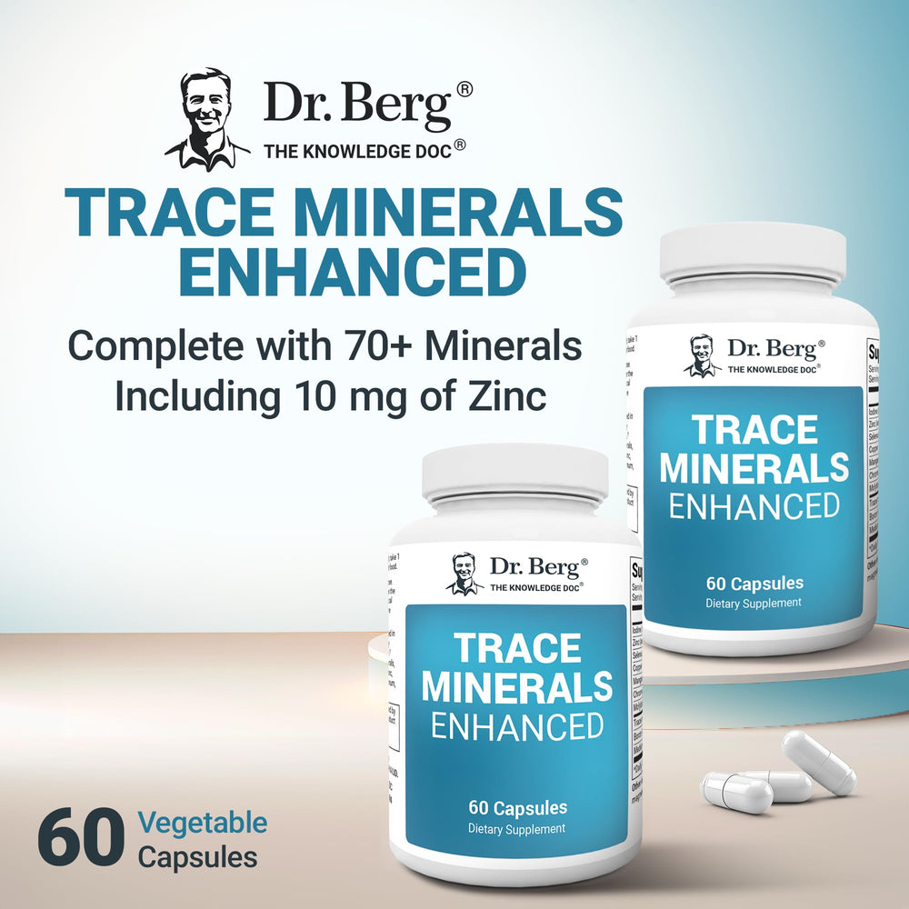 Dr. Berg Trace Minerals Enhanced bottle with glass for daily ritual