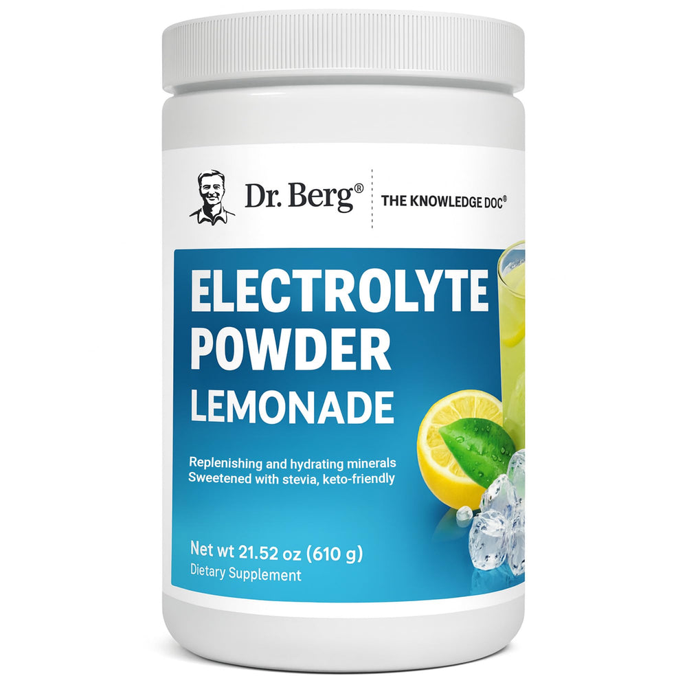 Dr. Berg Zero Sugar Hydration lemonade bottle for sugar-free electrolyte support.