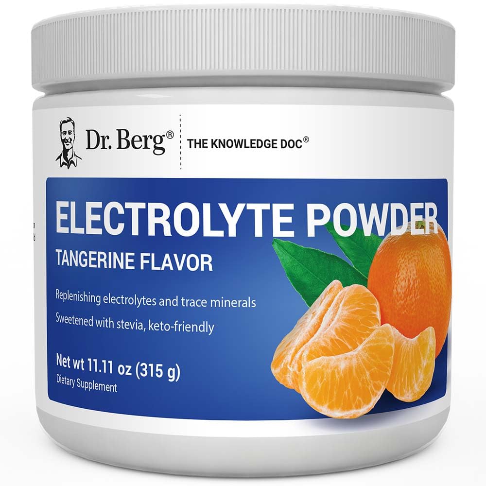 Dr. Berg Nutritionals zero sugar hydration bottle in Tangerine flavor for refreshing electrolyte support.