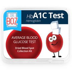 Dr. Boz HbA1c kit with lancets for at-home testing convenience.
