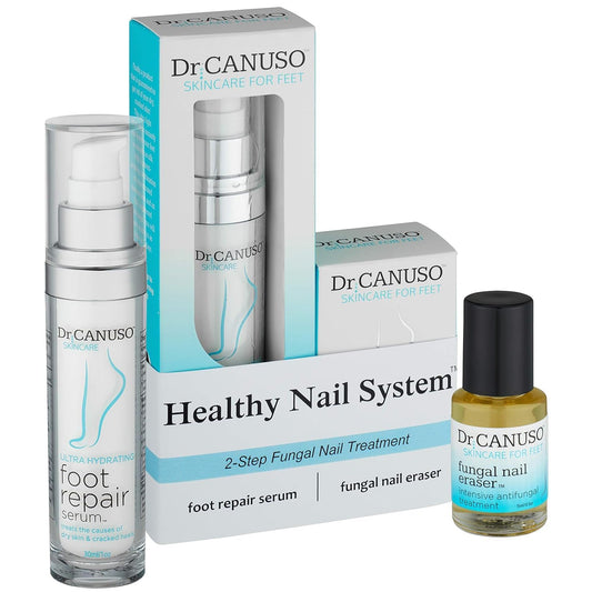 DR CANUSO Healthy Nail System step 1 application on the foot for nourished nails