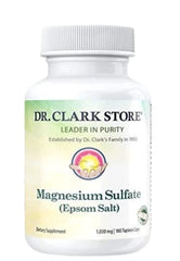 Dr Clark Store Magnesium Sulfate Capsules bottle highlighting high-potency relief for occasional constipation and muscle support.