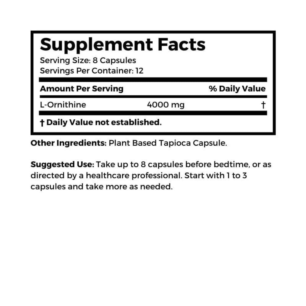Dr Clark Store Ornithine bottle with glass implies easy daily intake.
