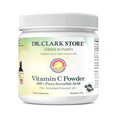 Dr Clark Store vitamin C powder bottle front showing immune support potential