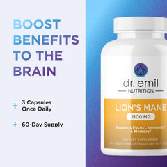 Close-up of DR. EMIL NUTRITION capsule on a desk for study.