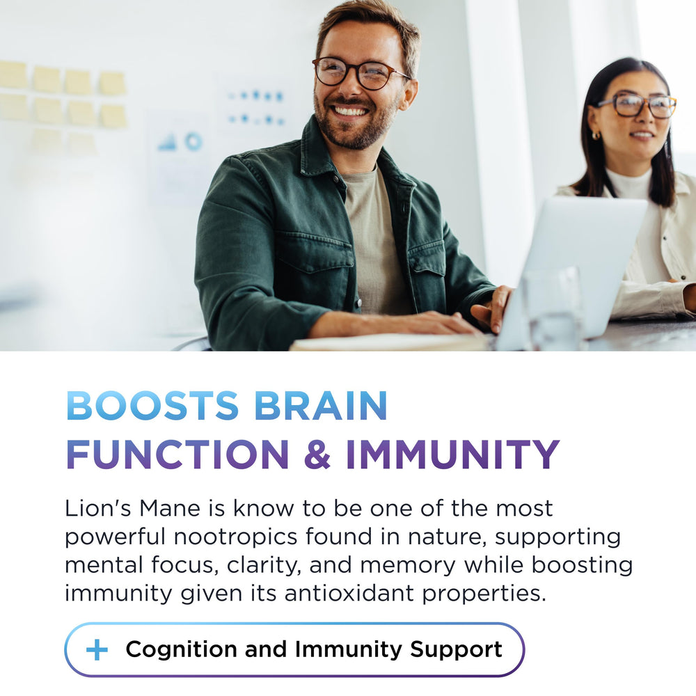 USA-grown Lion's Mane mushrooms used in capsules by DR. EMIL NUTRITION.