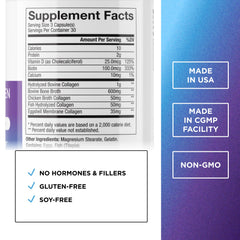 DR. EMIL NUTRITION label close-up highlights collagen blend for skin elasticity