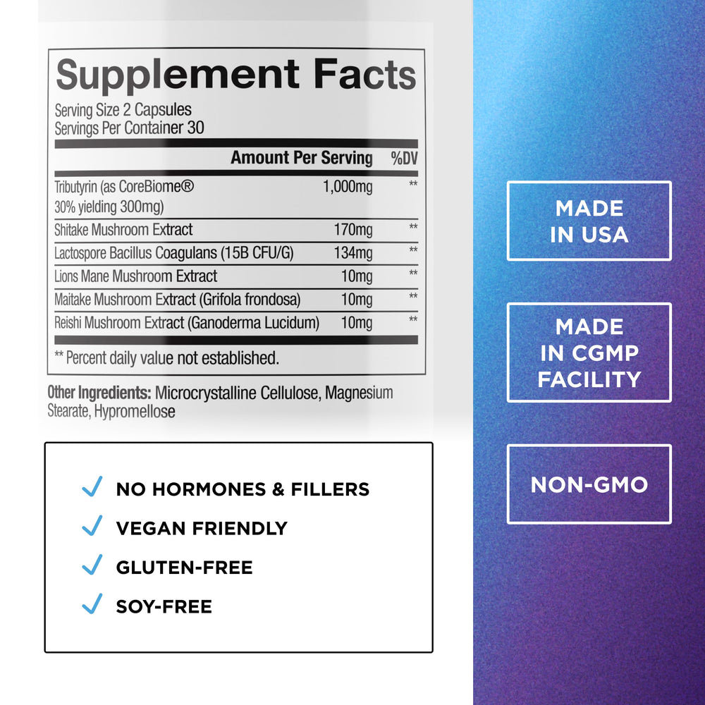 DR. EMIL NUTRITION Total Gut Health Complex label back with supplement facts and ingredients