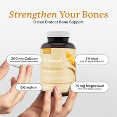 Dr. Fuhrman Osteo capsules closeup, featuring vegan calcium and key minerals.