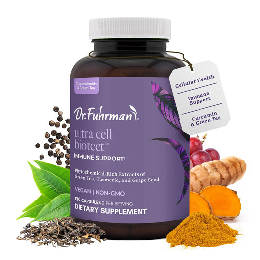 Dr. Fuhrman Ultra Cell Biotect bottle front view highlighting antioxidant support.