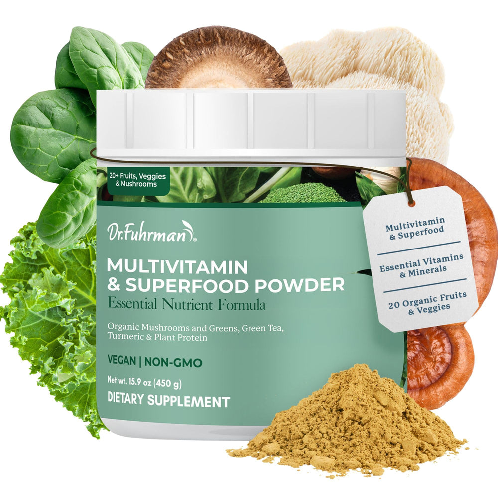 Dr. Fuhrman Whole Food Greens Powder bottle front view highlighting daily nutrient support