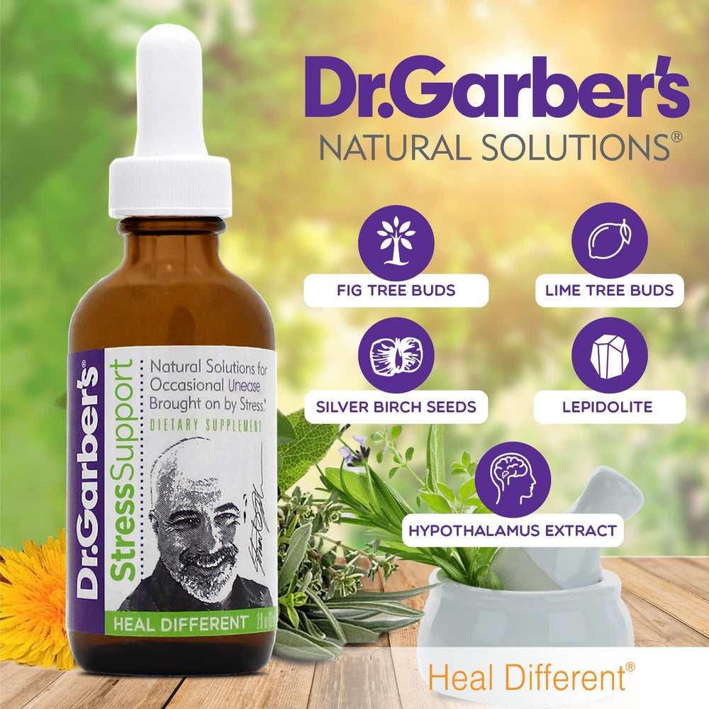 Dr. Garber's gemmotherapy liquid in amber bottle, a natural wellness option