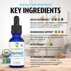Dr. Green Mom VaxClear USDA Organic emblem on label.