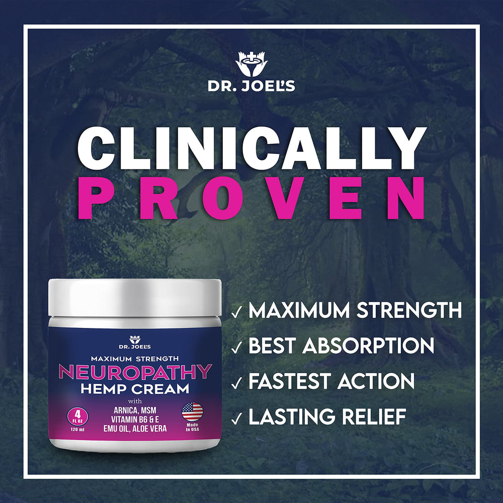 Dr. JOEL'S Neuropathy Cream texture close-up showing fast-absorbing relief.