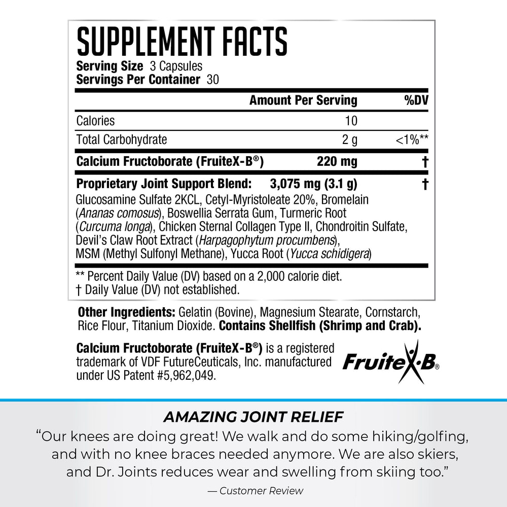 Dr. Joints NDS Advanced capsules shown for daily joint maintenance.