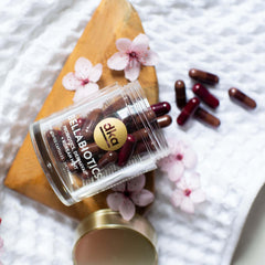 Dr. Kellyann Bellabiotics capsules, radiant-skin focus, promote a healthy-looking glow.