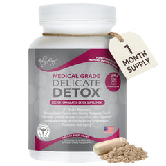 Dr. Liz Cruz Delicate Detox bottle front view showing branding and product