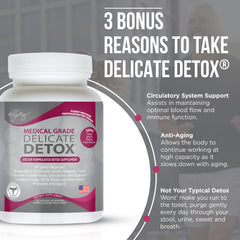 Dr. Liz Cruz Delicate Detox label detailing non-GMO and purity