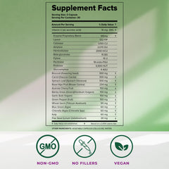 Daily dose concept with sealed cap emphasizes routine greens supplementation.