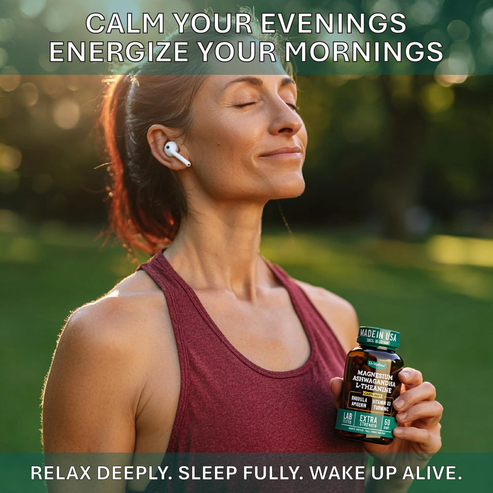 Night-time use scene showing CortiRest aiding relaxation.