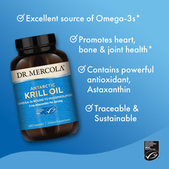 Dr. Mercola Antarctic Krill Oil label highlights purity and allergen info
