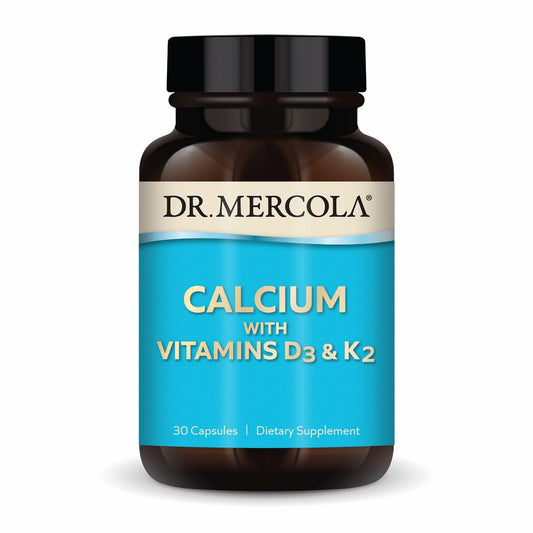 Dr. Mercola Calcium with D3 & K2 bottle shows egg-shell calcium for bone support