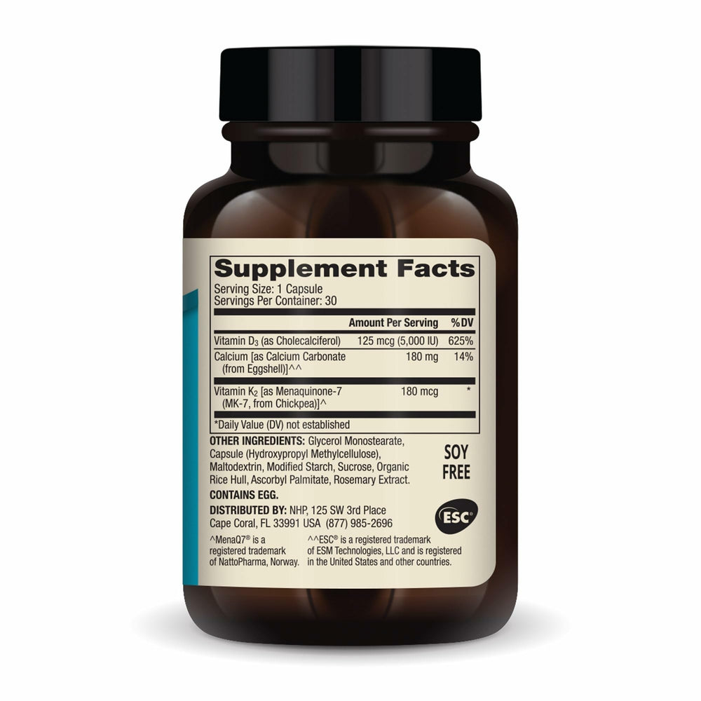 Dr. Mercola Calcium with D3 & K2 ingredients close-up highlighting egg-shell minerals