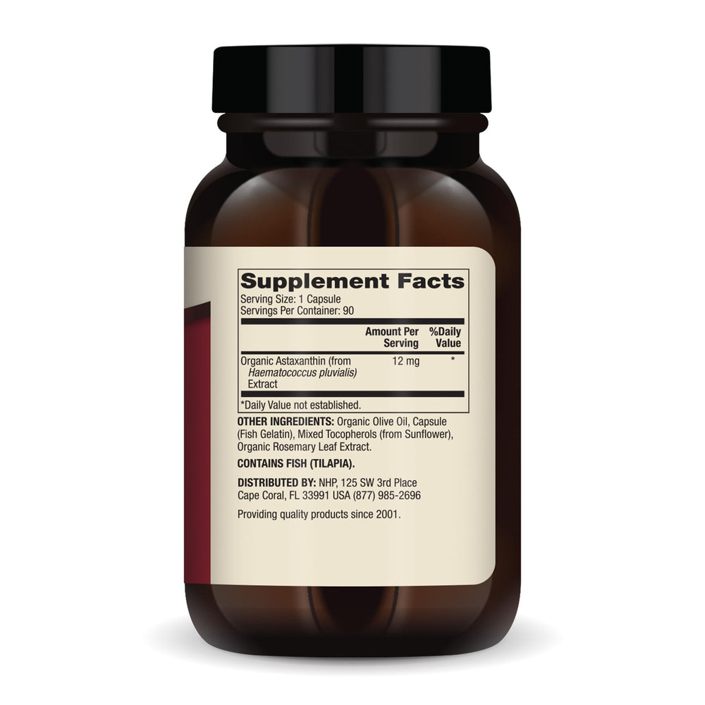 Capsules close-up show the easy daily dosage from Dr. Mercola astaxanthin.