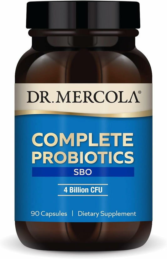 Dr. Mercola Complete Probiotics SBO bottle front with label for gut health