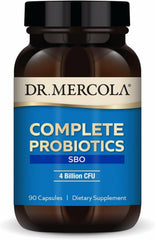 Dr. Mercola Complete Probiotics SBO bottle front with label for gut health