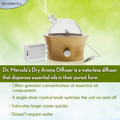 Internal nozzle of Dr. Mercola diffuser releasing aroma droplets.